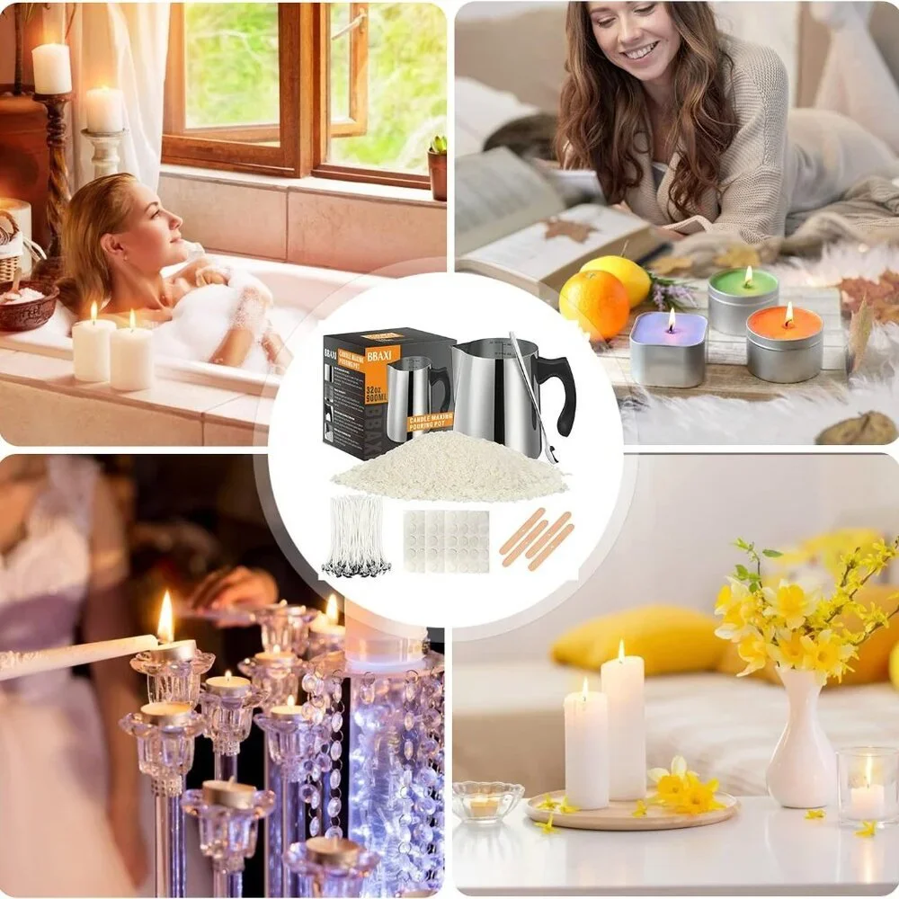 Candle Making Kit - 32oz Pouring Pot, 16oz Soy Wax, Wooden Wick Holders, Candle - Picture 8 of 8